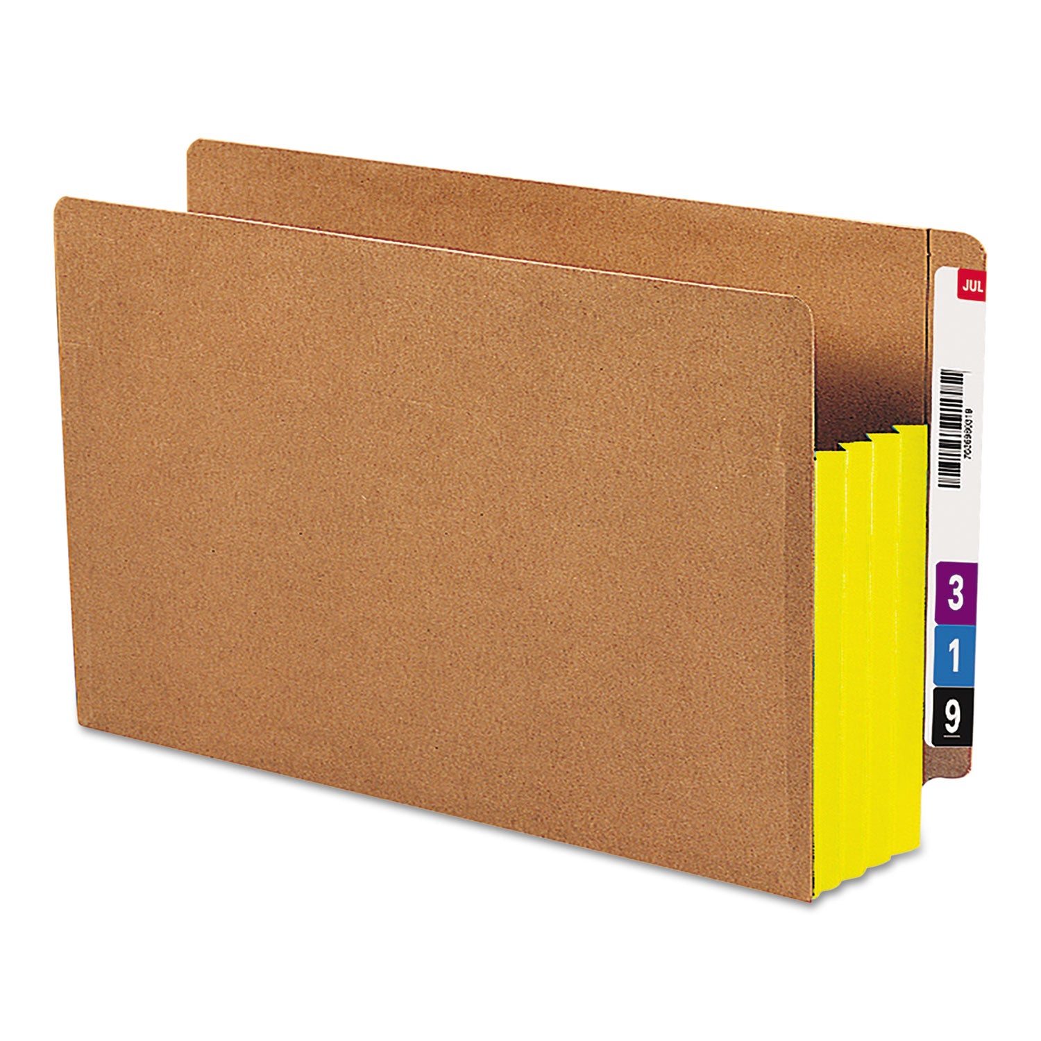 Redrope Drop-Front End Tab File Pockets, Fully Lined 6.5" High Gussets, 3.5" Expansion, Legal Size, Redrope/Yellow, 10/Box - 