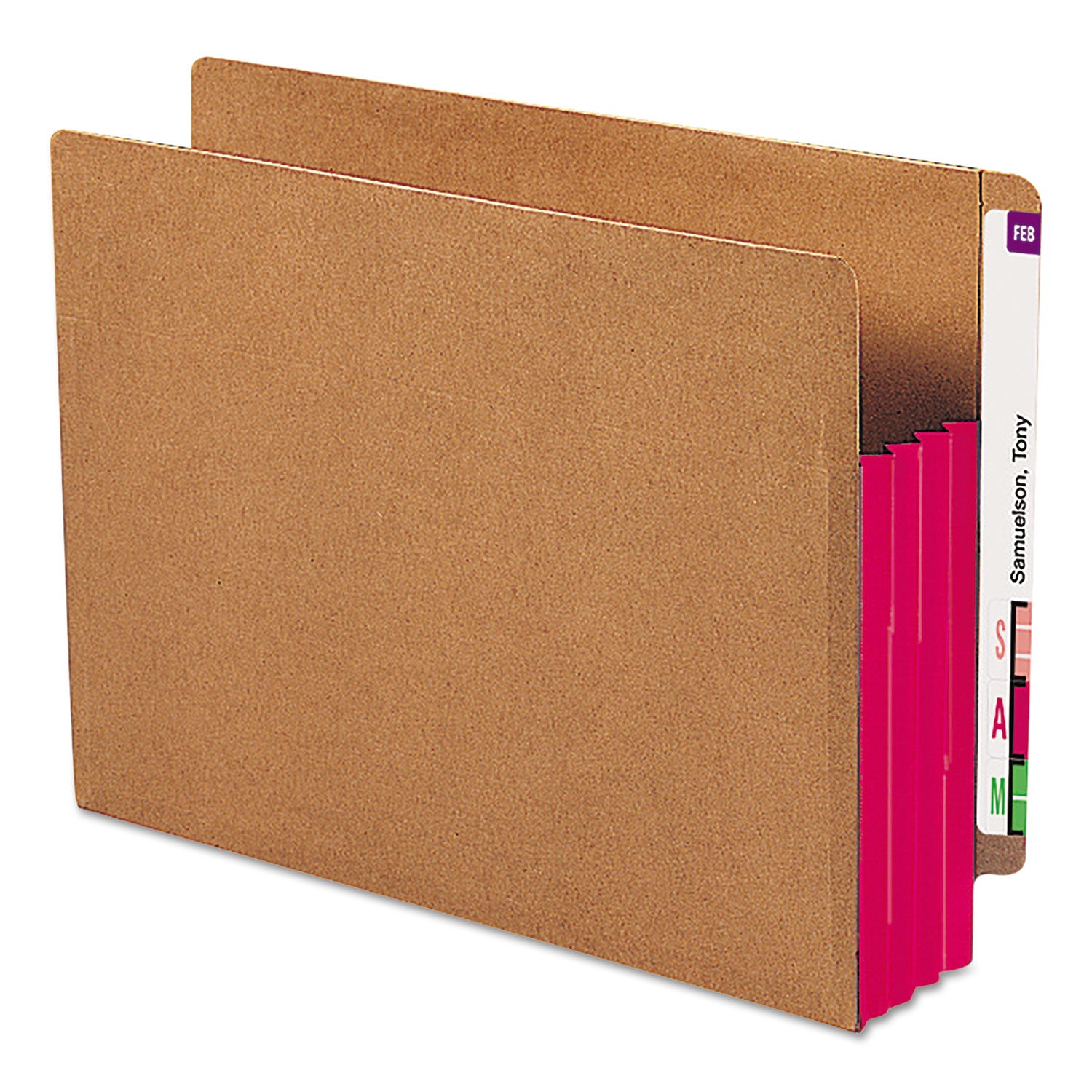 Redrope Drop-Front End Tab File Pockets, Fully Lined 6.5" High Gussets, 3.5" Expansion, Letter Size, Redrope/Red, 10/Box - 