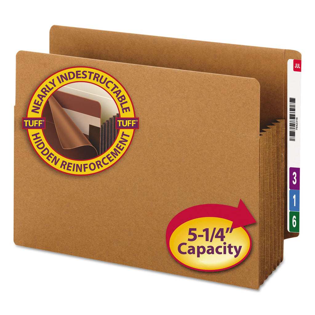 Heavy-Duty Redrope End Tab TUFF Pockets, 5.25" Expansion, Letter Size, Redrope, 10/Box - 