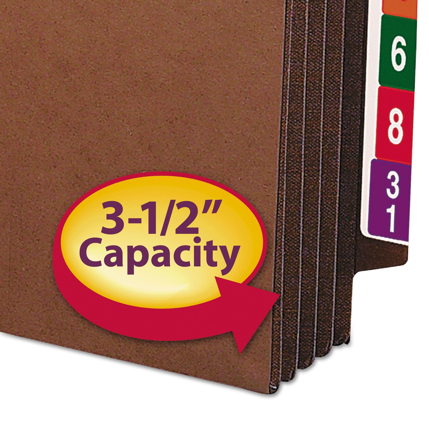 Heavy-Duty Redrope End Tab TUFF Pockets, 3.5" Expansion, Letter Size, Redrope, 10/Box - 