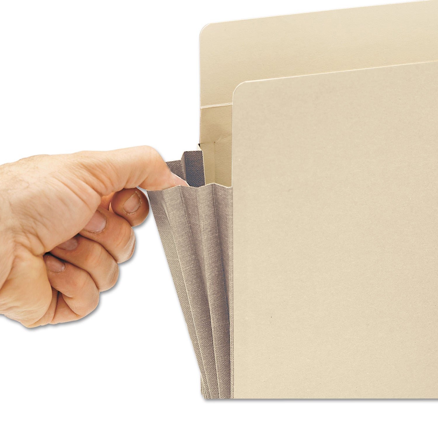 Manila End Tab File Pockets with Tyvek-Lined Gussets, 3.5" Expansion, Legal Size, Manila, 10/Box
