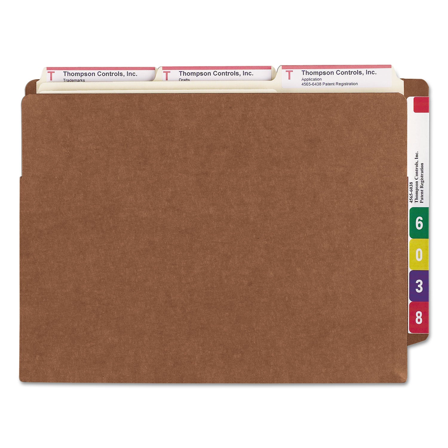 Heavy-Duty Redrope End Tab TUFF Pockets, 7" Expansion, Letter Size, Redrope, 5/Box - 