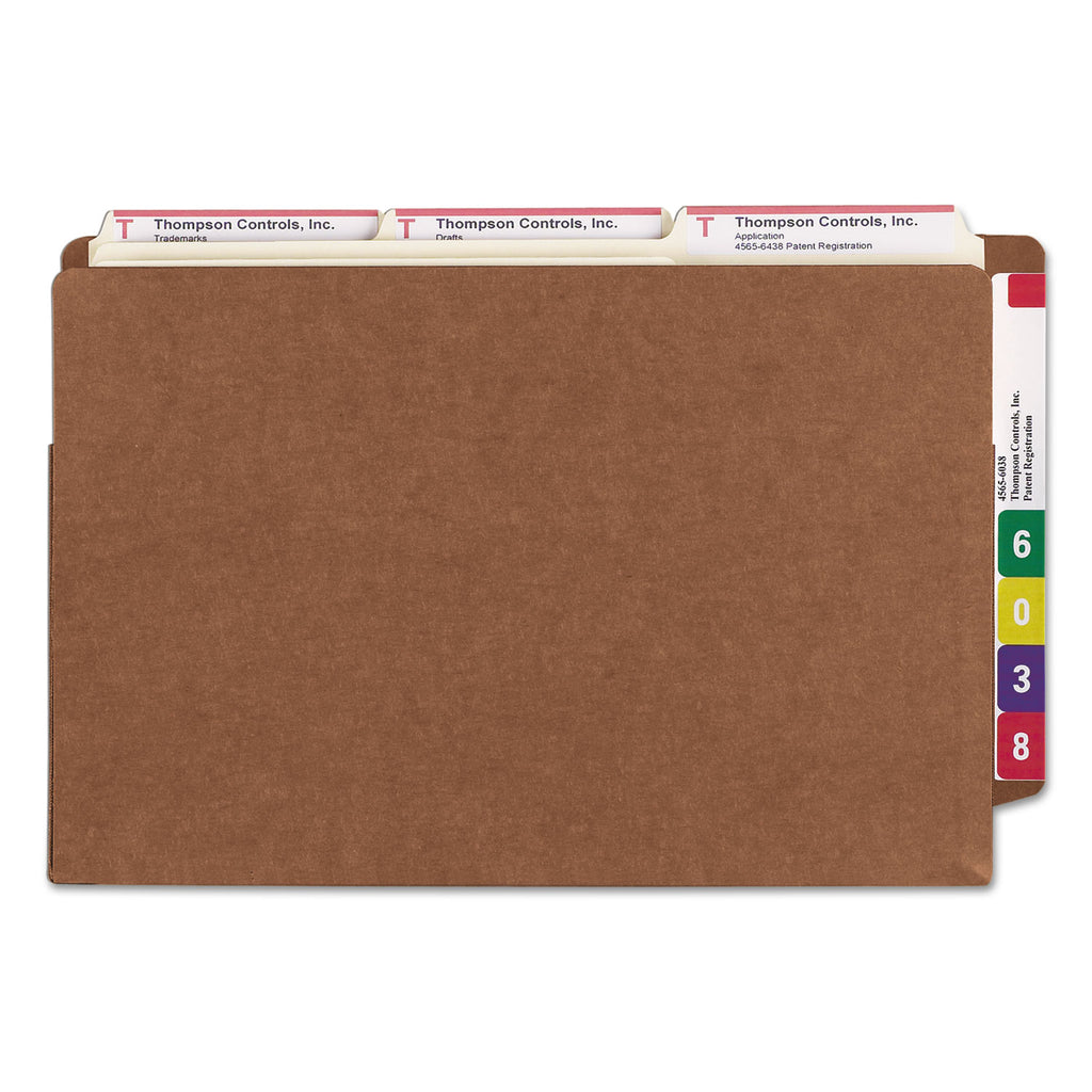 Heavy-Duty Redrope End Tab TUFF Pockets, 5.25" Expansion, Legal Size, Redrope, 10/Box - 