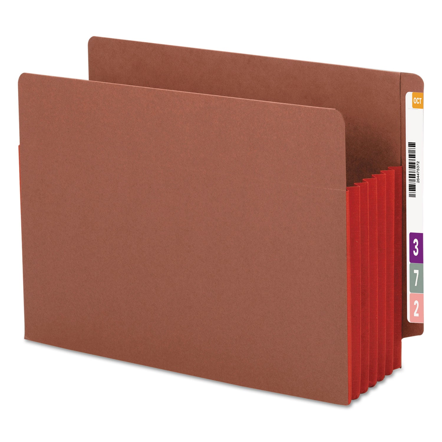 Redrope Drop-Front End Tab File Pockets, Fully Lined 6.5" High Gussets, 5.25" Expansion, Letter Size, Redrope/Red, 10/Box - 