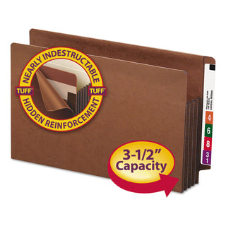 Heavy-Duty Redrope End Tab TUFF Pockets, 3.5" Expansion, Legal Size, Redrope, 10/Box - 