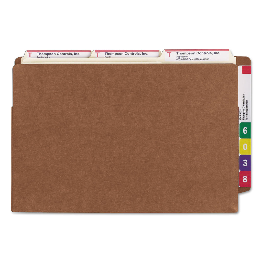 Heavy-Duty Redrope End Tab TUFF Pockets, 7" Expansion, Legal Size, Redrope, 5/Box - 