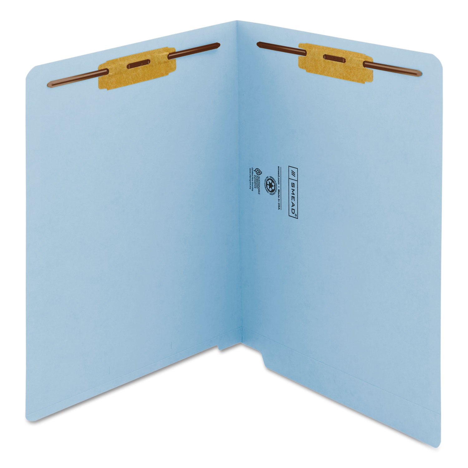 Heavyweight Colored End Tab Fastener Folders, 0.75" Expansion, 2 Fasteners, Letter Size, Blue Exterior, 50/Box - 