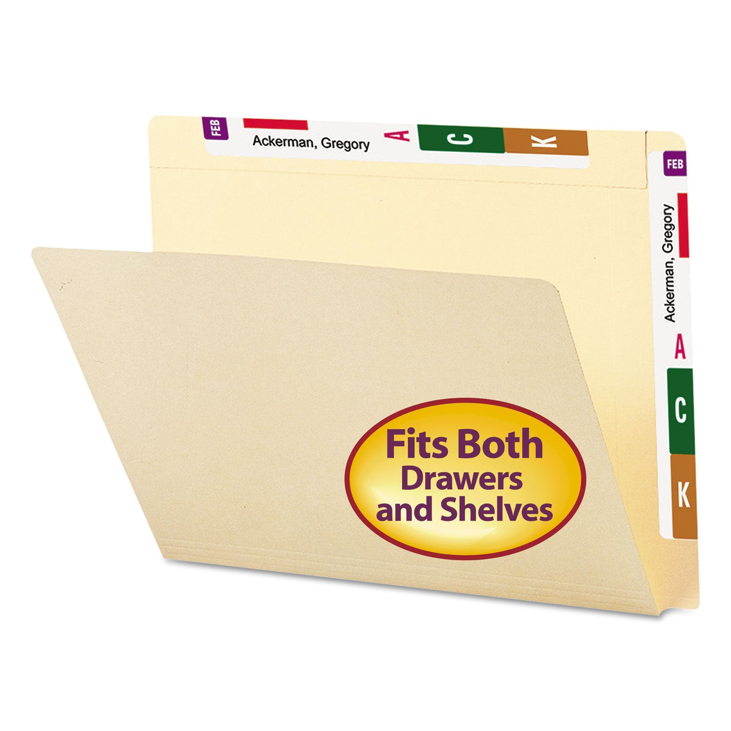 Heavyweight Manila End Tab Conversion File Folders, Straight Tabs, Letter Size, 0.75" Expansion, Manila, 100/Box - 