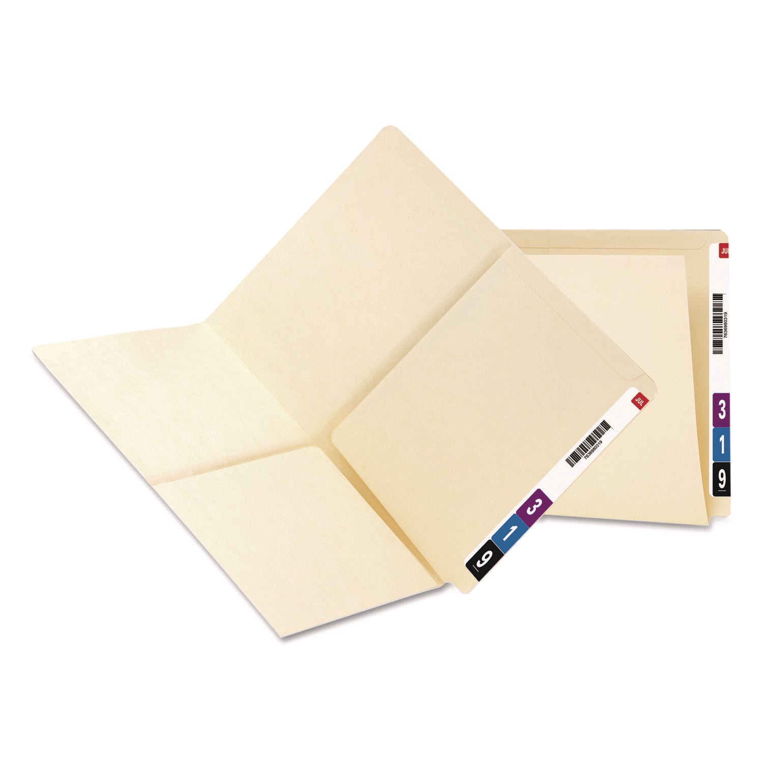 Heavyweight Manila End Tab Pocket Folders, Interior Front/Back Panel Pockets, Straight Tabs, Letter Size, 11pt Manila, 25/Box