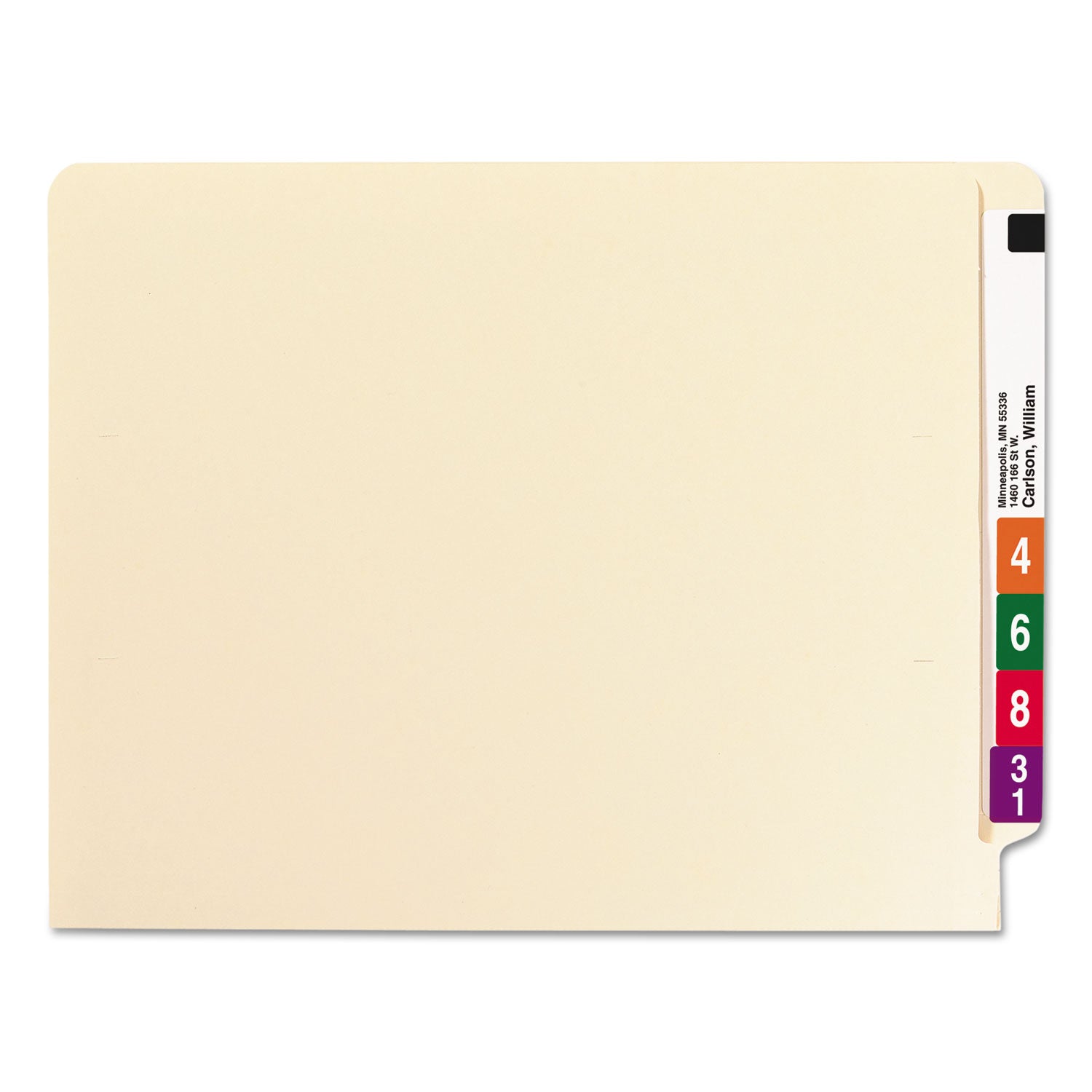 100% Recycled Manila End Tab Folders, Straight Tabs, Letter Size, 0.75" Expansion, Manila, 100/Box - 