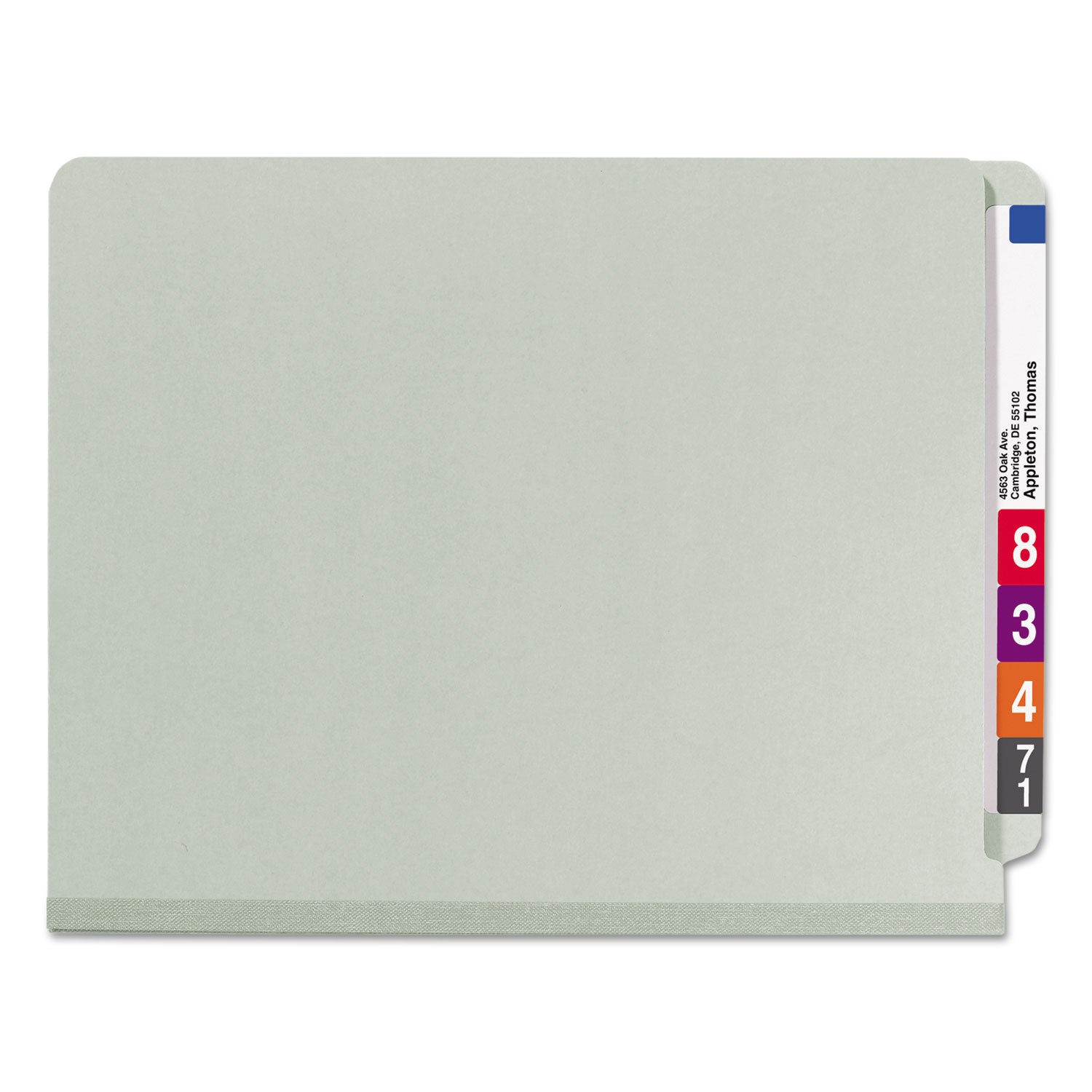 End Tab Pressboard Classification Folders, Six SafeSHIELD Fasteners, 2" Expansion, 2 Dividers, Letter Size, Gray-Green, 10/BX - 