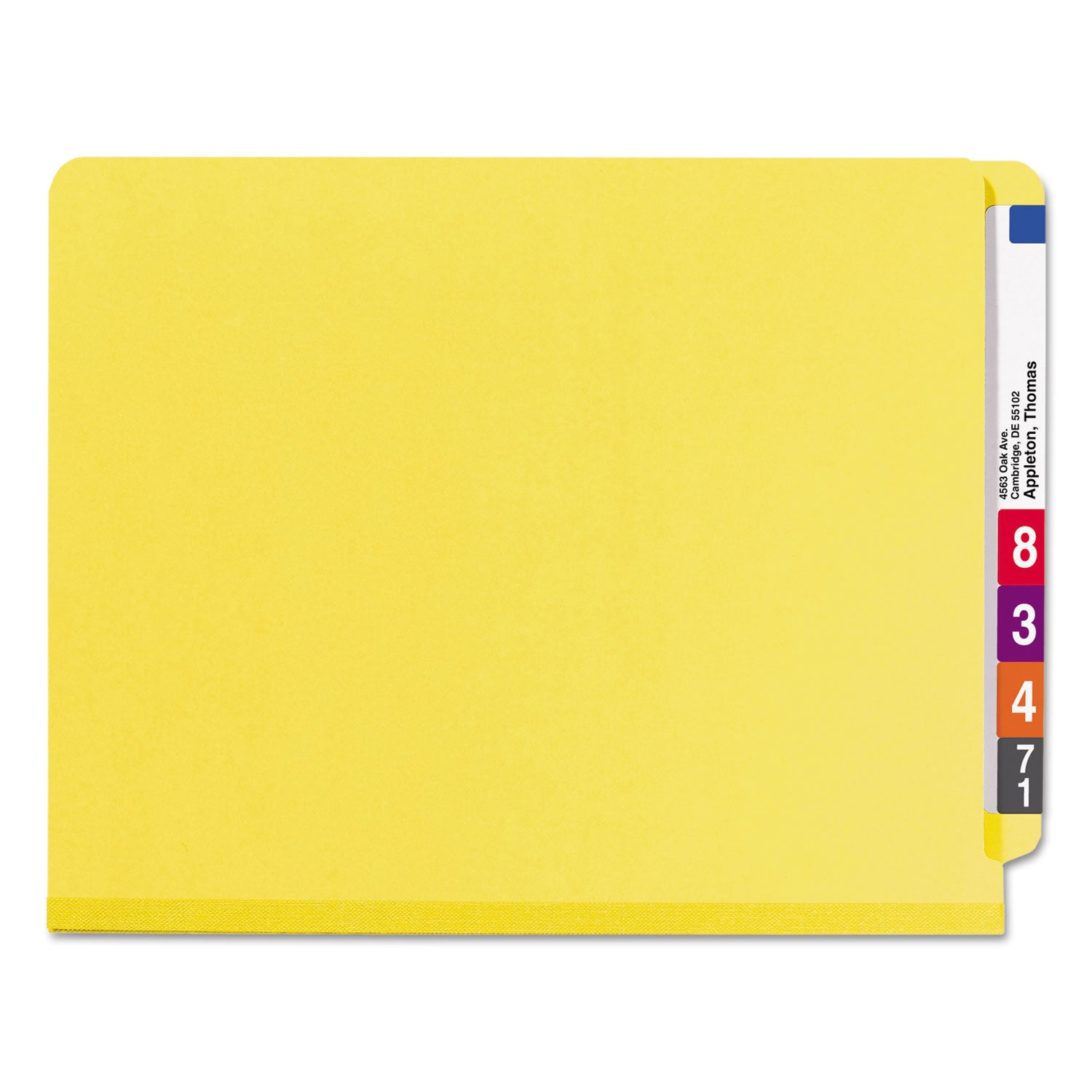 End Tab Pressboard Classification Folders, Six SafeSHIELD Fasteners, 2" Expansion, 2 Dividers, Letter Size, Yellow, 10/Box - 