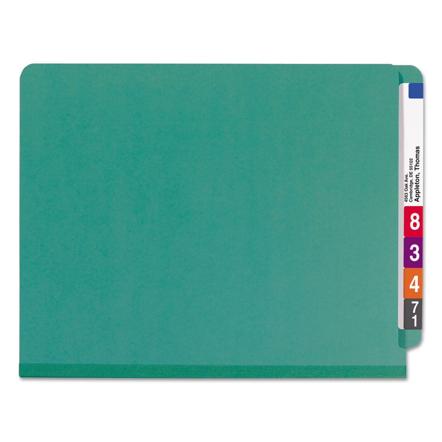 End Tab Pressboard Classification Folders, Six SafeSHIELD Fasteners, 2" Expansion, 2 Dividers, Letter Size, Green, 10/Box - 