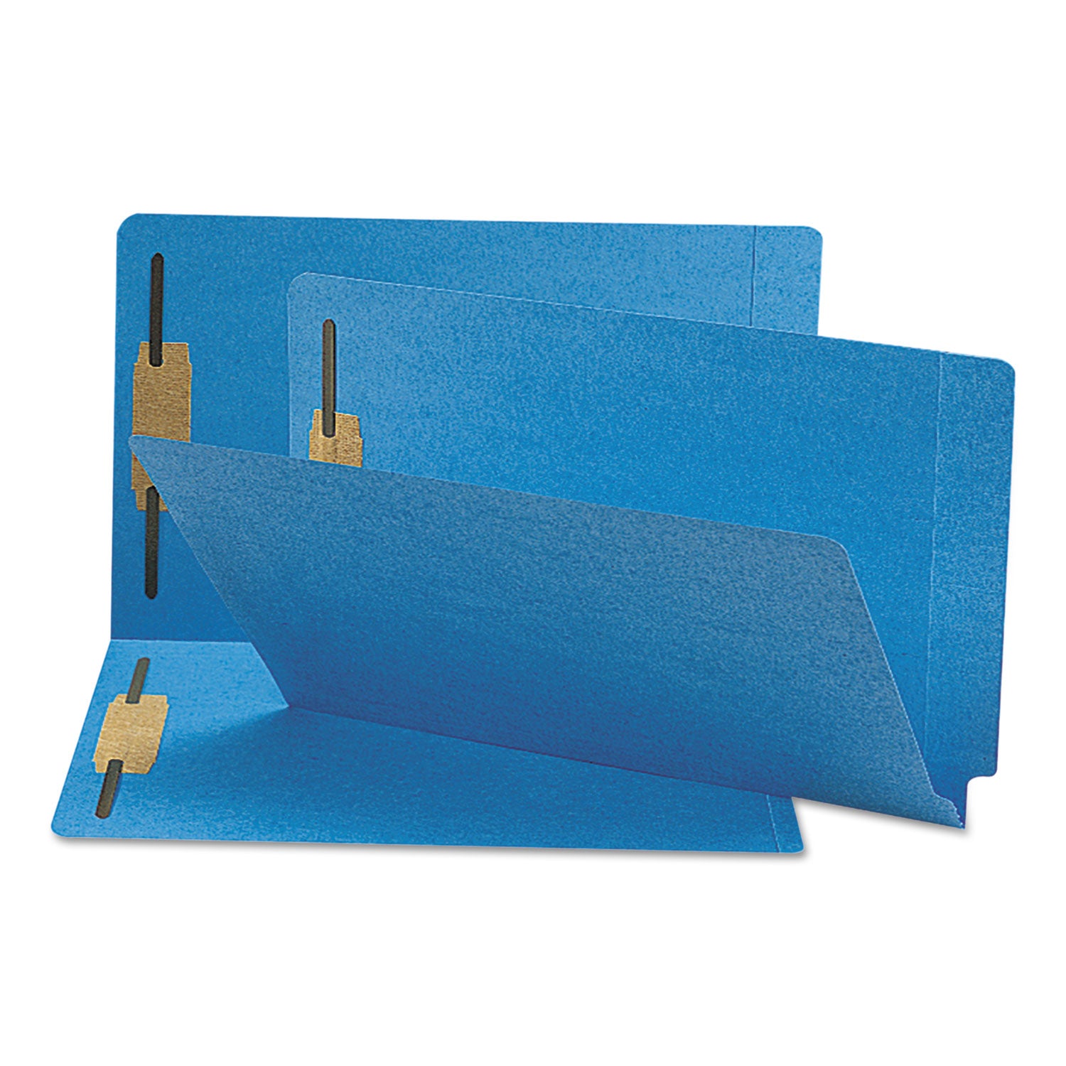 Heavyweight Colored End Tab Fastener Folders, 0.75" Expansion, 2 Fasteners, Legal Size, Blue Exterior, 50/Box - 