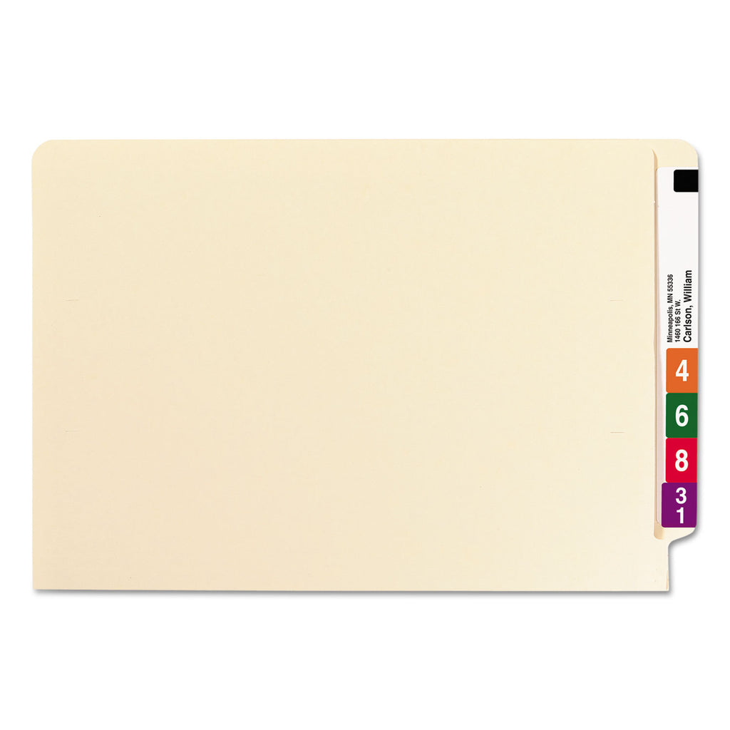 Heavyweight Manila End Tab Folders, 9.5" High Front, Straight Tabs, Legal Size, 0.75" Expansion, Manila, 100/Box - 