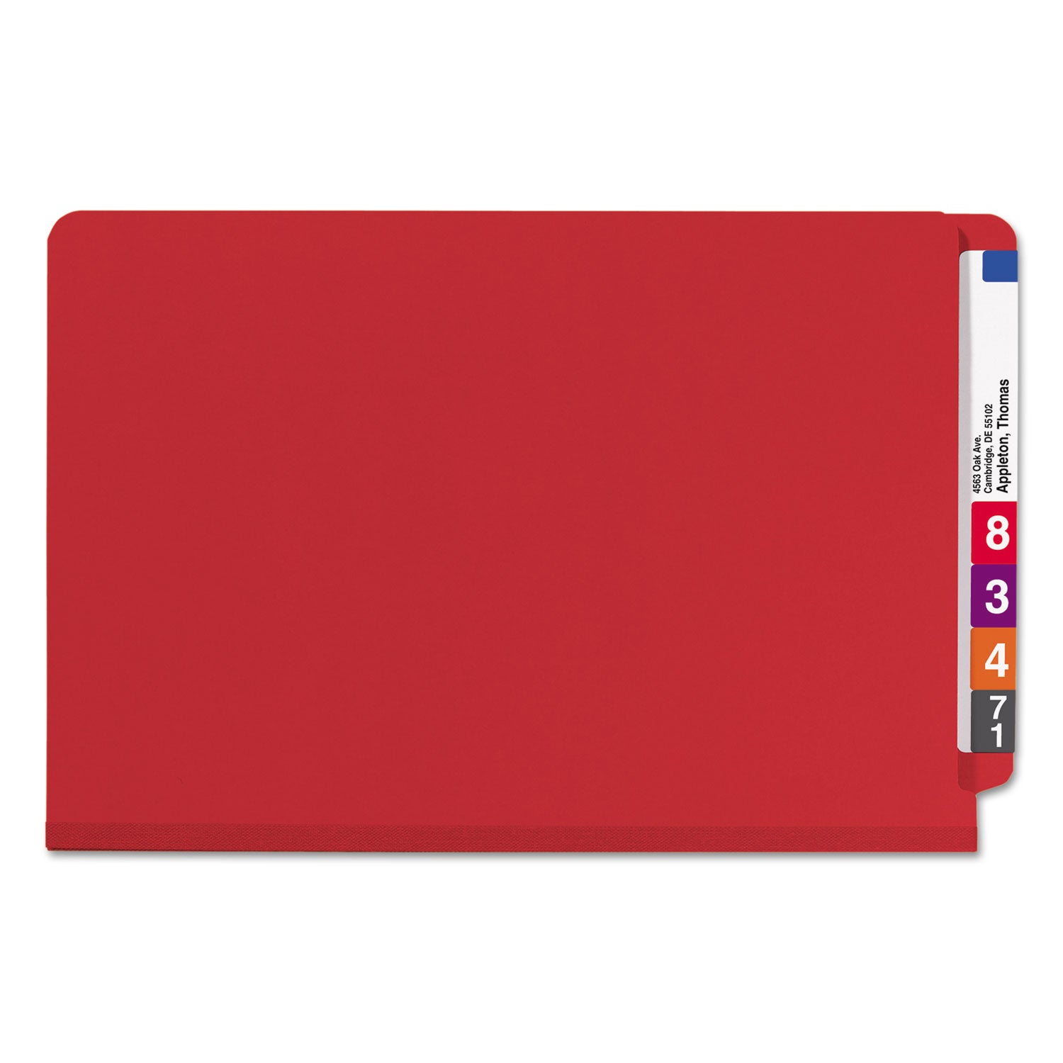 End Tab Pressboard Classification Folders, Six SafeSHIELD Fasteners, 2" Expansion, 2 Dividers, Legal Size, Bright Red, 10/Box - 