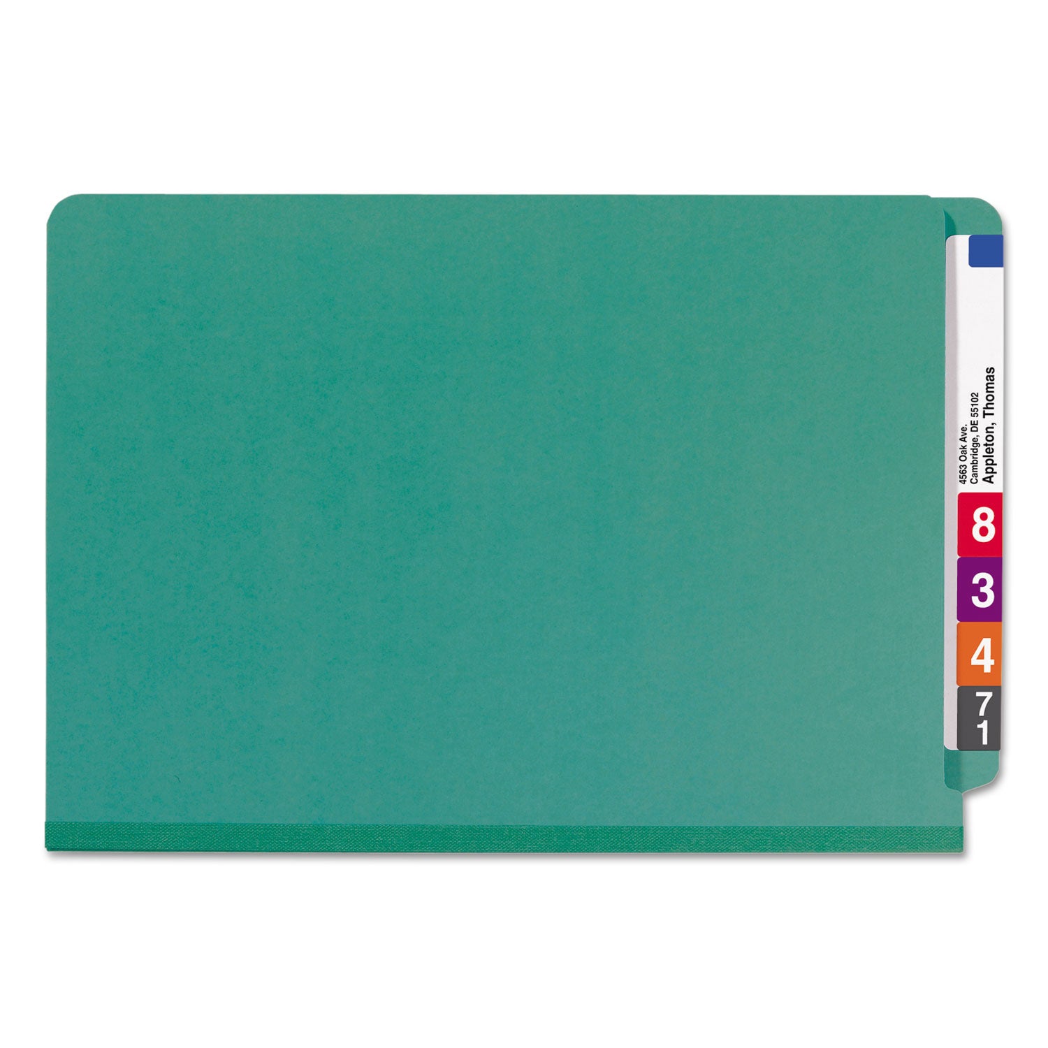 End Tab Pressboard Classification Folders, Six SafeSHIELD Fasteners, 2" Expansion, 2 Dividers, Legal Size, Green, 10/Box - 