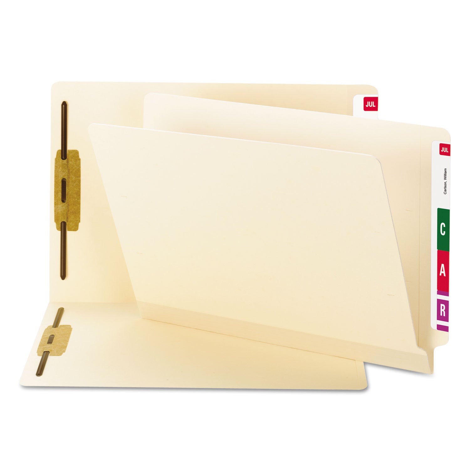 TUFF Laminated Fastener Folders with Reinforced Tab, 0.75" Expansion, 2 Fasteners, Letter Size, Manila Exterior, 50/Box - 
