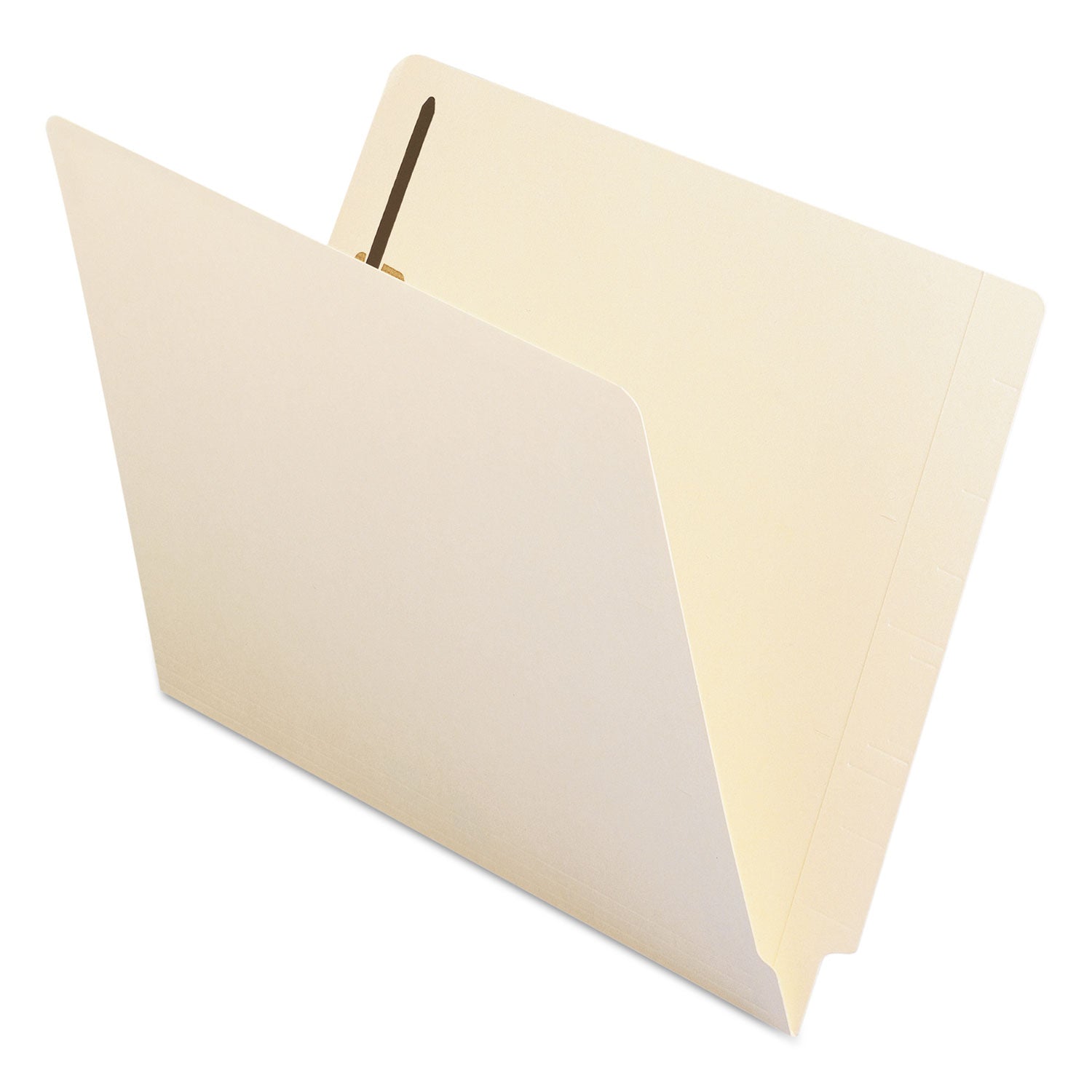 End Tab Fastener Folders with Reinforced Straight Tabs, 11-pt Manila, 1 Fastener, Letter Size, Manila Exterior, 50/Box - 