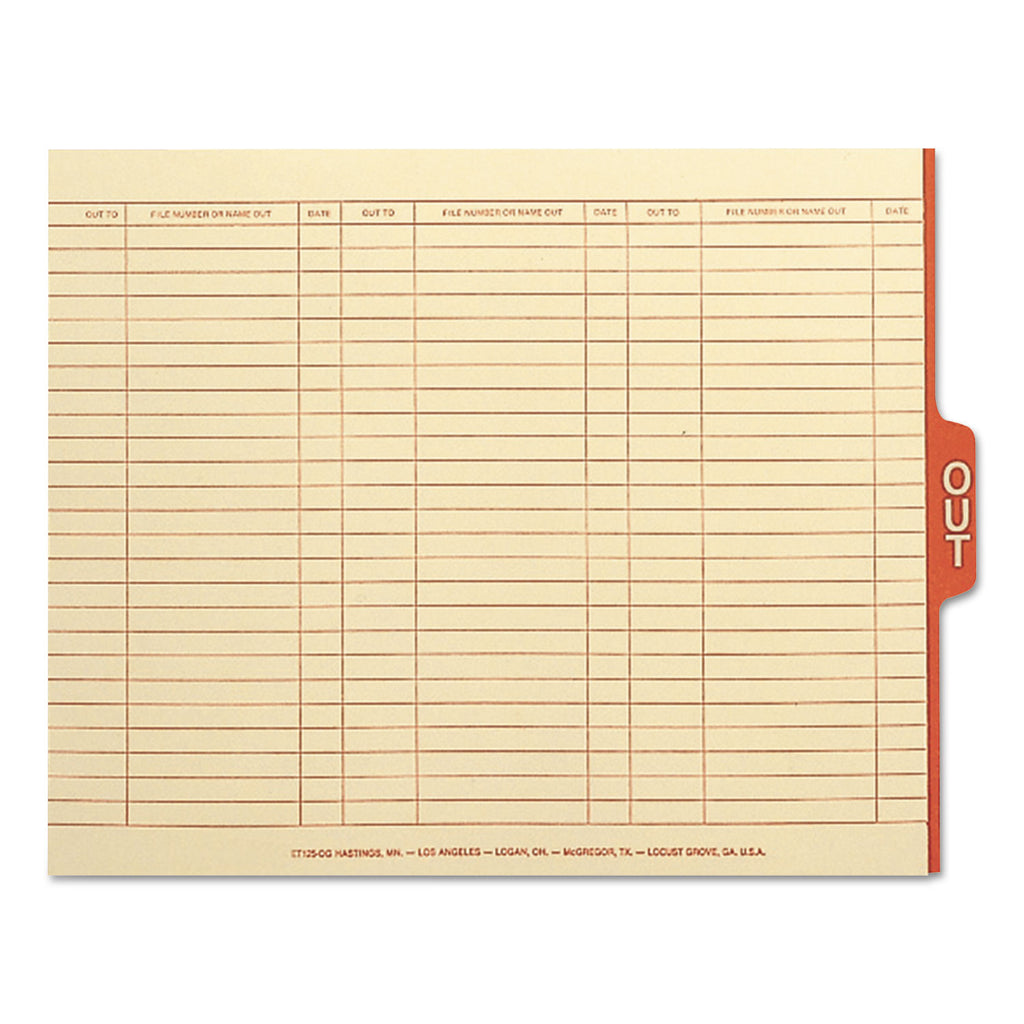 Manila Out Guides with Printed Form, 1/5-Cut End Tab, Out, 8.5 x 11, Manila, 100/Box - 