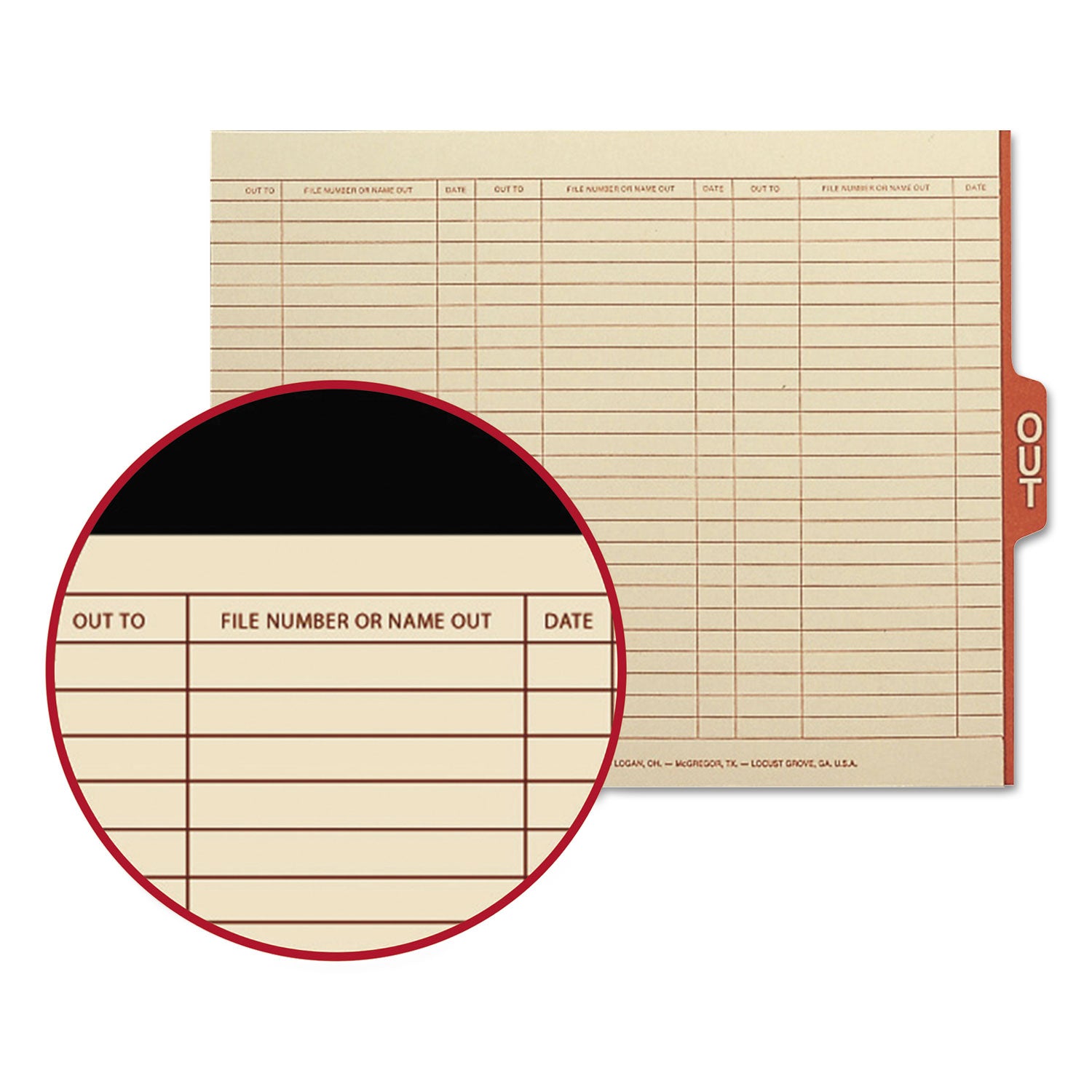 Manila Out Guides with Printed Form, 1/5-Cut End Tab, Out, 8.5 x 11, Manila, 100/Box - 