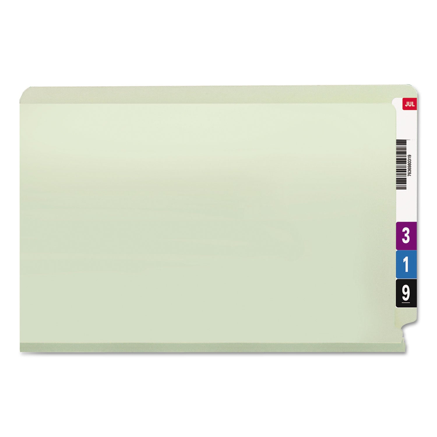 End Tab Pressboard Classification Folders, Two SafeSHIELD Coated Fasteners, 3" Expansion, Legal Size, Gray-Green, 25/Box - 