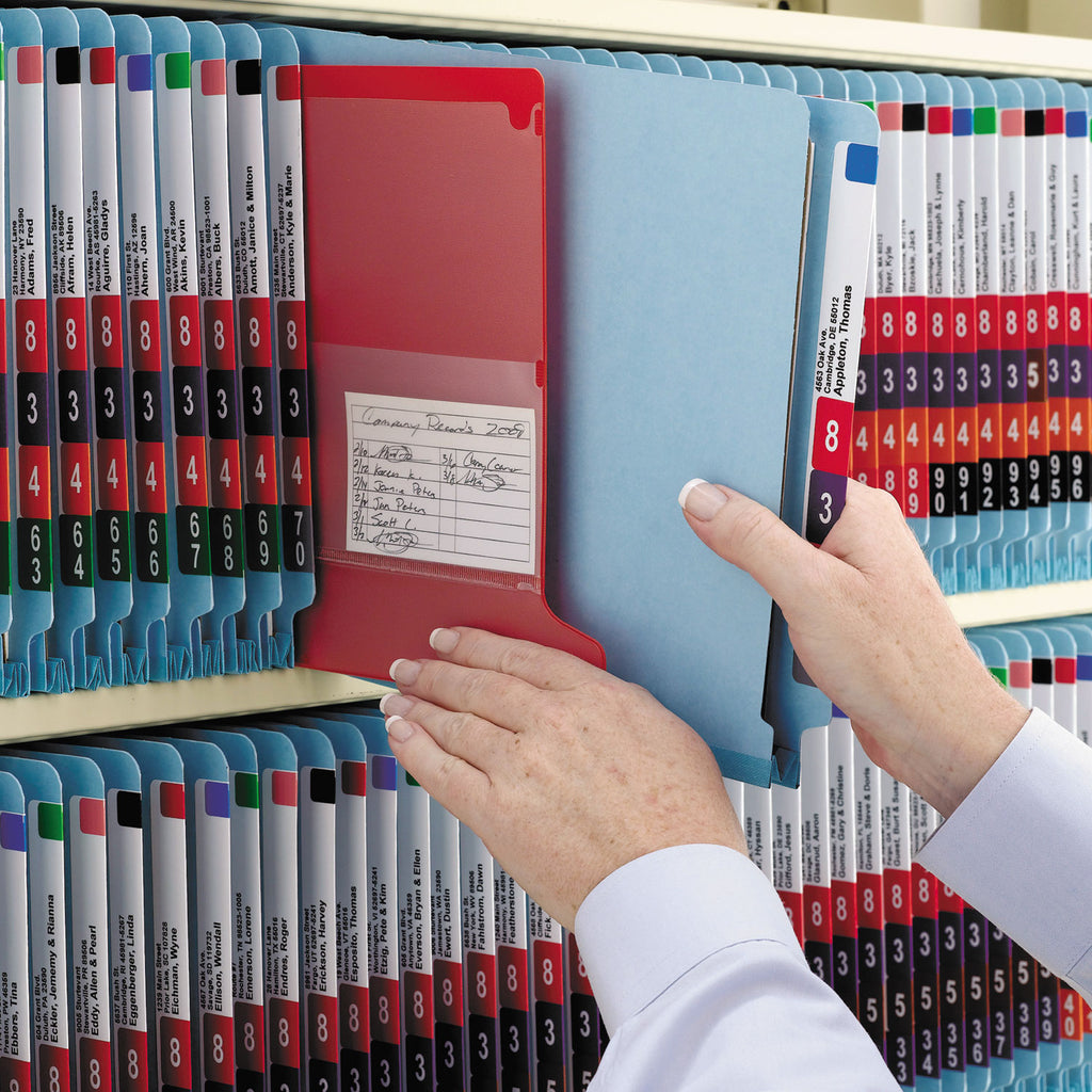 Colored Poly Out Guides with Pockets, 1/3-Cut End Tab, Out, 8.5 x 11, Red, 25/Box - 