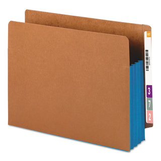Redrope Drop-Front End Tab File Pockets, Fully Lined 6.5" High Gussets, 3.5" Expansion, Letter Size, Redrope/Blue, 10/Box - 