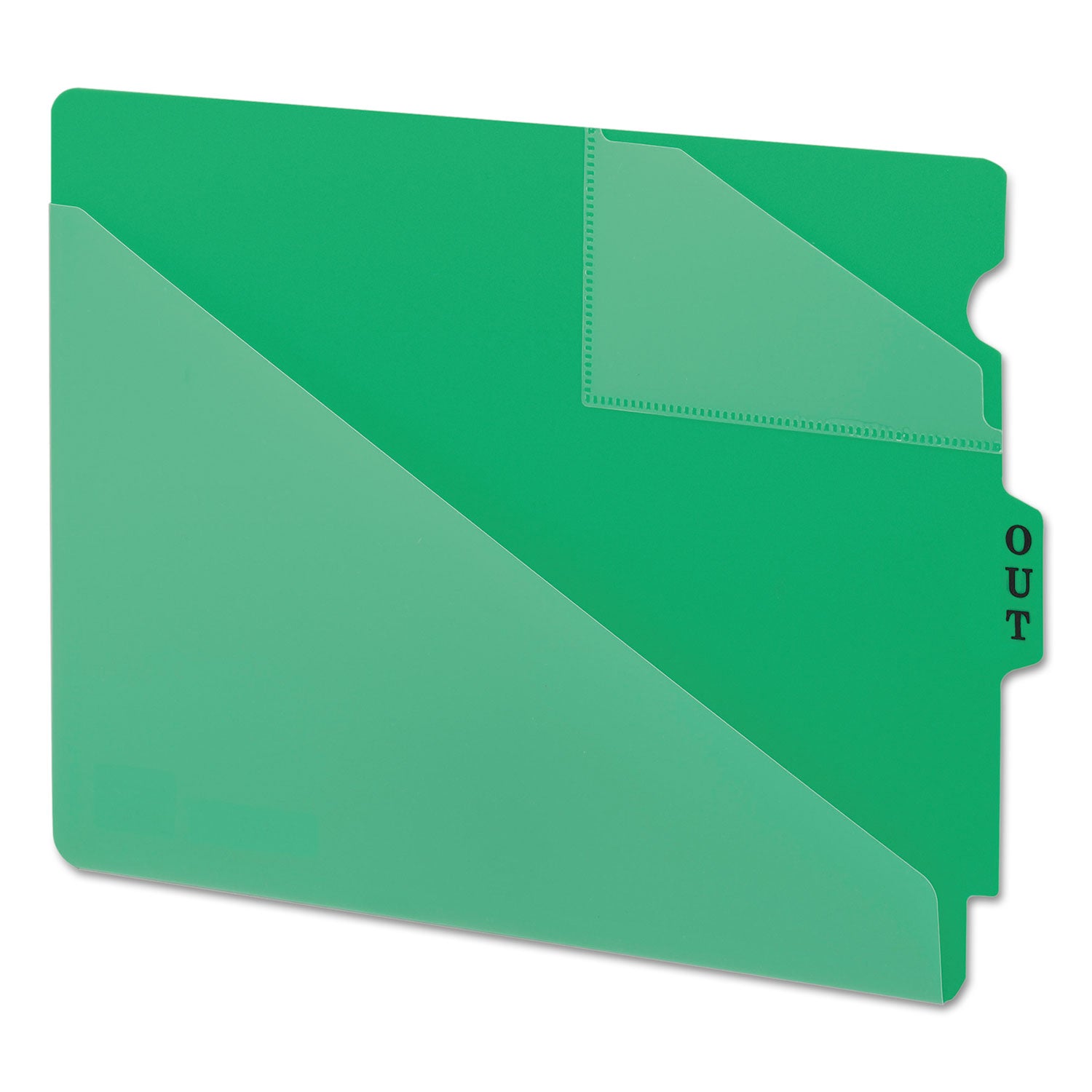 End Tab Poly Out Guides, Two-Pocket Style, 1/3-Cut End Tab, Out, 8.5 x 11, Green, 50/Box - 