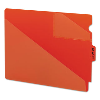 End Tab Poly Out Guides, Two-Pocket Style, 1/3-Cut End Tab, Out, 8.5 x 11, Red, 50/Box - 