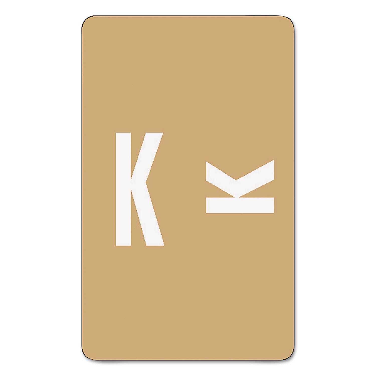 AlphaZ Color-Coded Second Letter Alphabetical Labels, K, 1 x 1.63, Light Brown, 10/Sheet, 10 Sheets/Pack - 