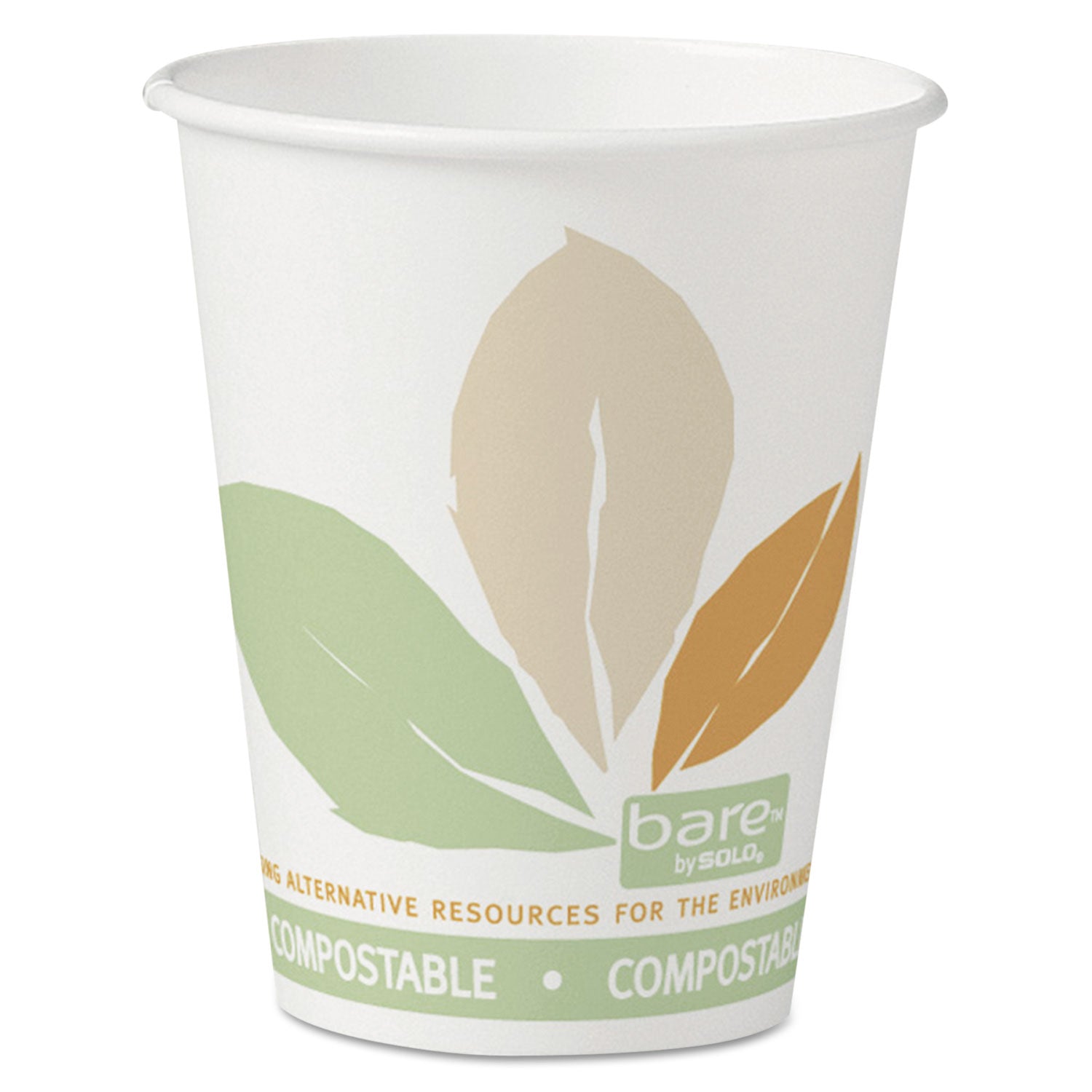 bare-eco-forward-pla-paper-hot-cups-8-oz-leaf-design-white-green-orange-50-bag-20-bags-carton_scc378plabb - 1