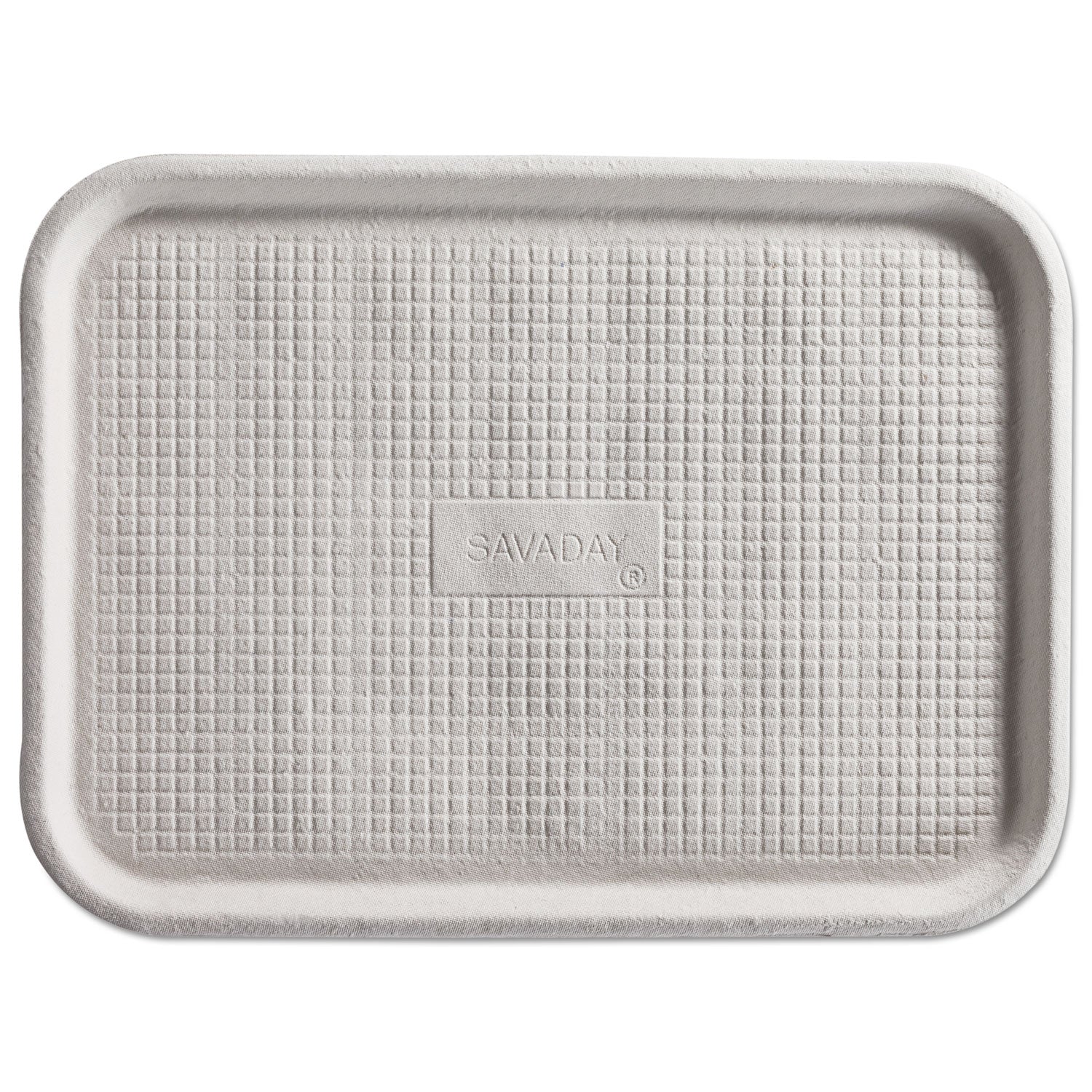 savaday-molded-fiber-flat-food-tray-1-compartment-16-x-12-white-paper-200-carton_huh20803ct - 1