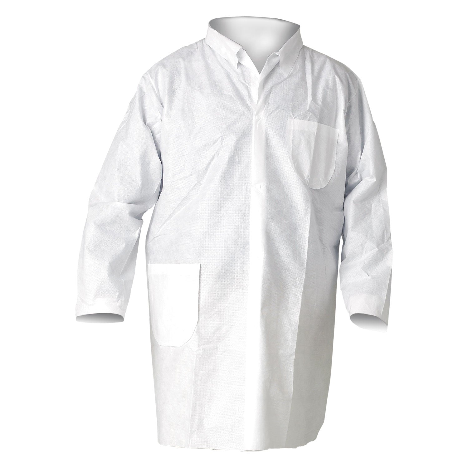 a20-breathable-particle-protection-lab-coats-snap-closure-open-wrists-pockets-x-large-white-25-carton_kcc10039 - 1