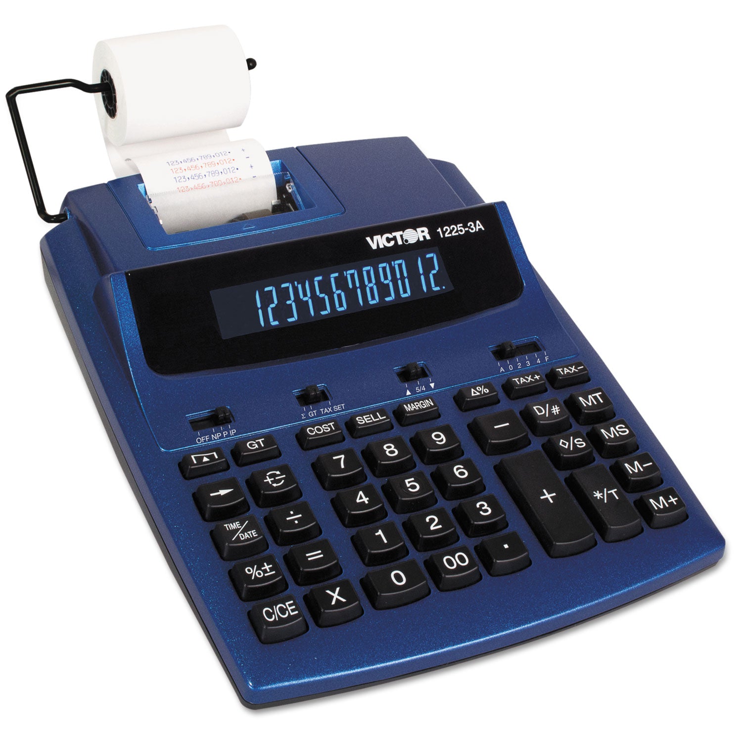 1225-3A Antimicrobial Two-Color Printing Calculator, Blue/Red Print, 3 Lines/Sec - 