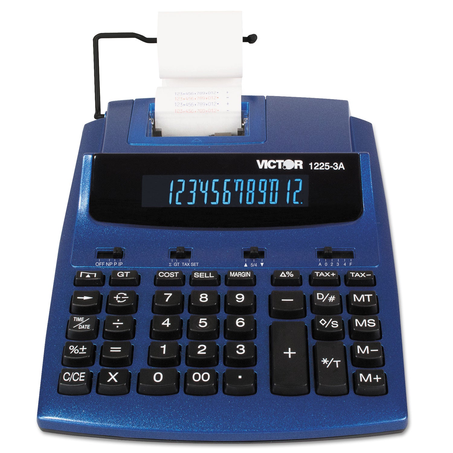 1225-3A Antimicrobial Two-Color Printing Calculator, Blue/Red Print, 3 Lines/Sec - 