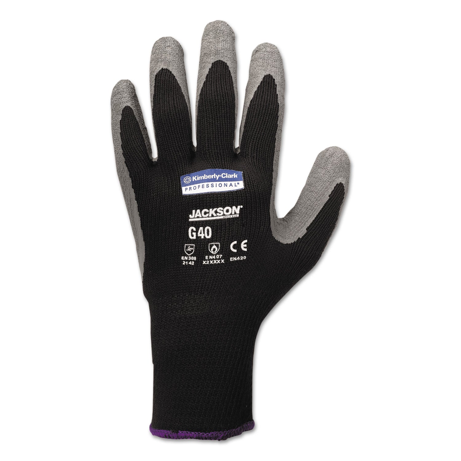 G40 Latex Coated Gloves, 270 mm Length, 11 X-Large, Poly/Cotton, Gray/Black, 12 Pairs/Pack - 1