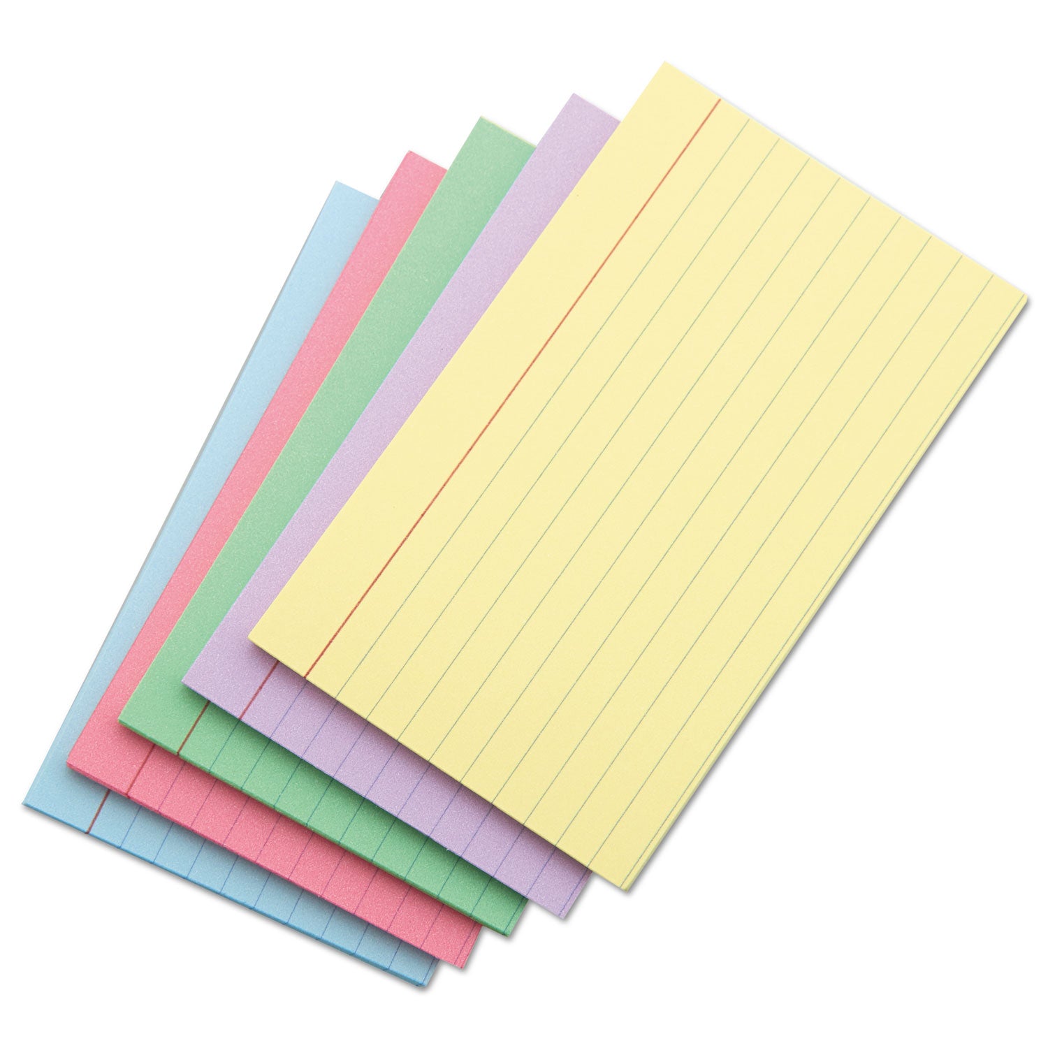 Index Cards, Ruled, 3 x 5, Assorted, 100/Pack - 6