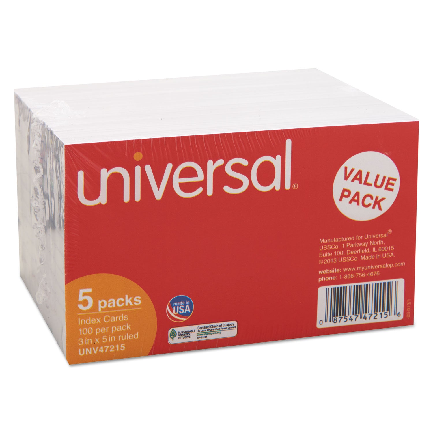 Ruled Index Cards, 3 x 5, White, 500/Pack - 3