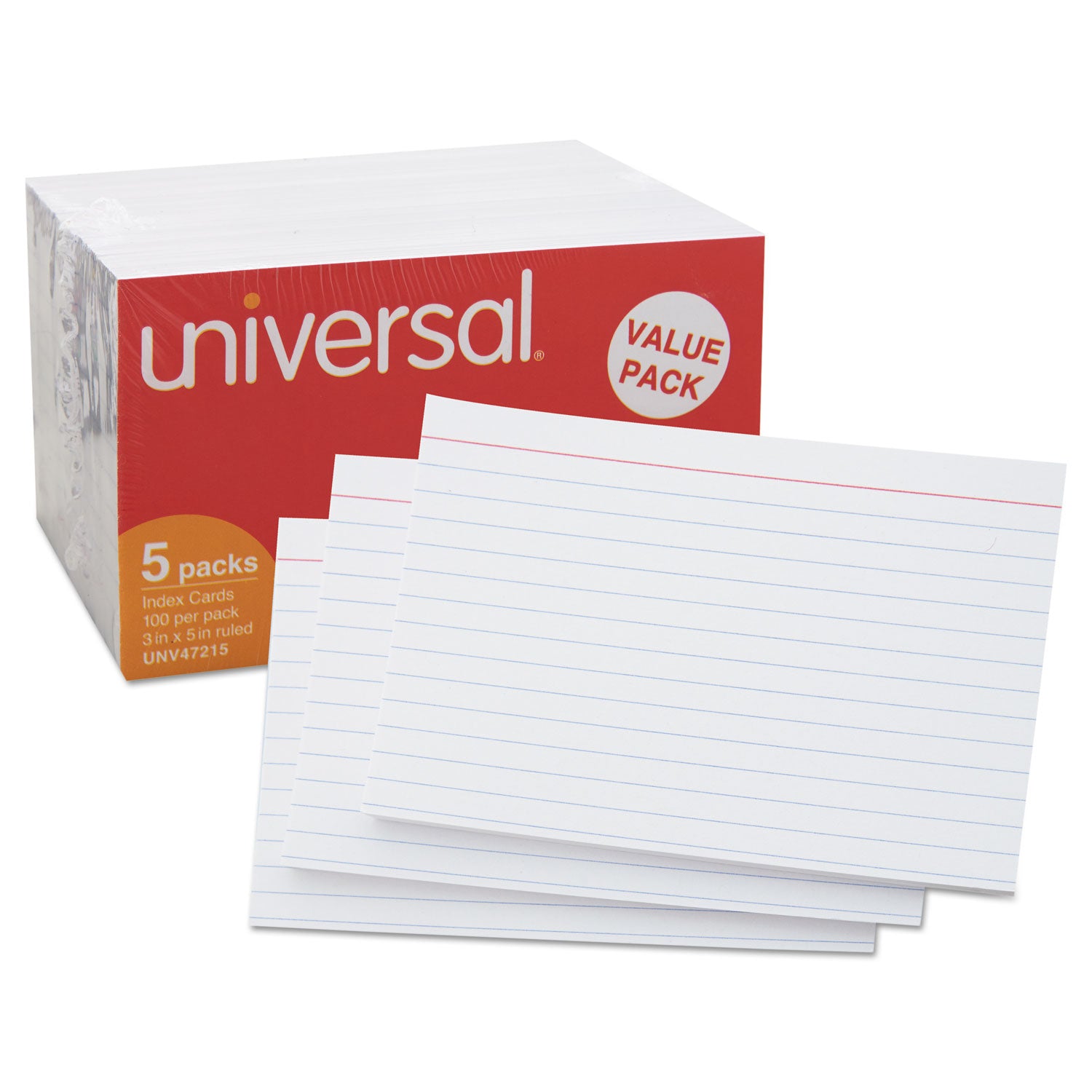 Ruled Index Cards, 3 x 5, White, 500/Pack - 4