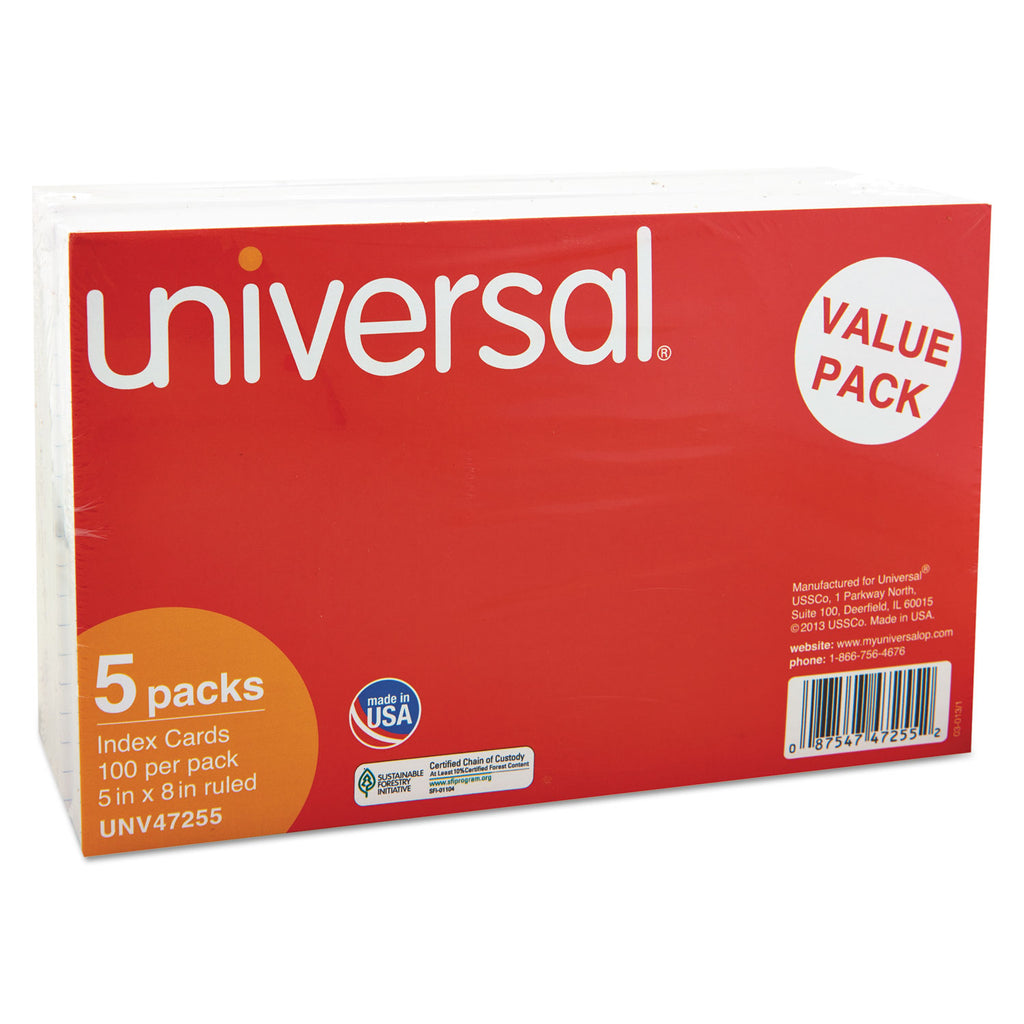 Ruled Index Cards, 5 x 8, White, 500/Pack - 3