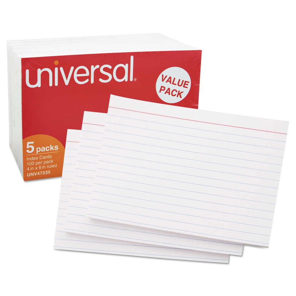Ruled Index Cards, 4 x 6, White, 500/Pack - 4