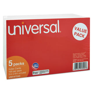 Unruled Index Cards, 5 x 8, White, 500/Pack - 