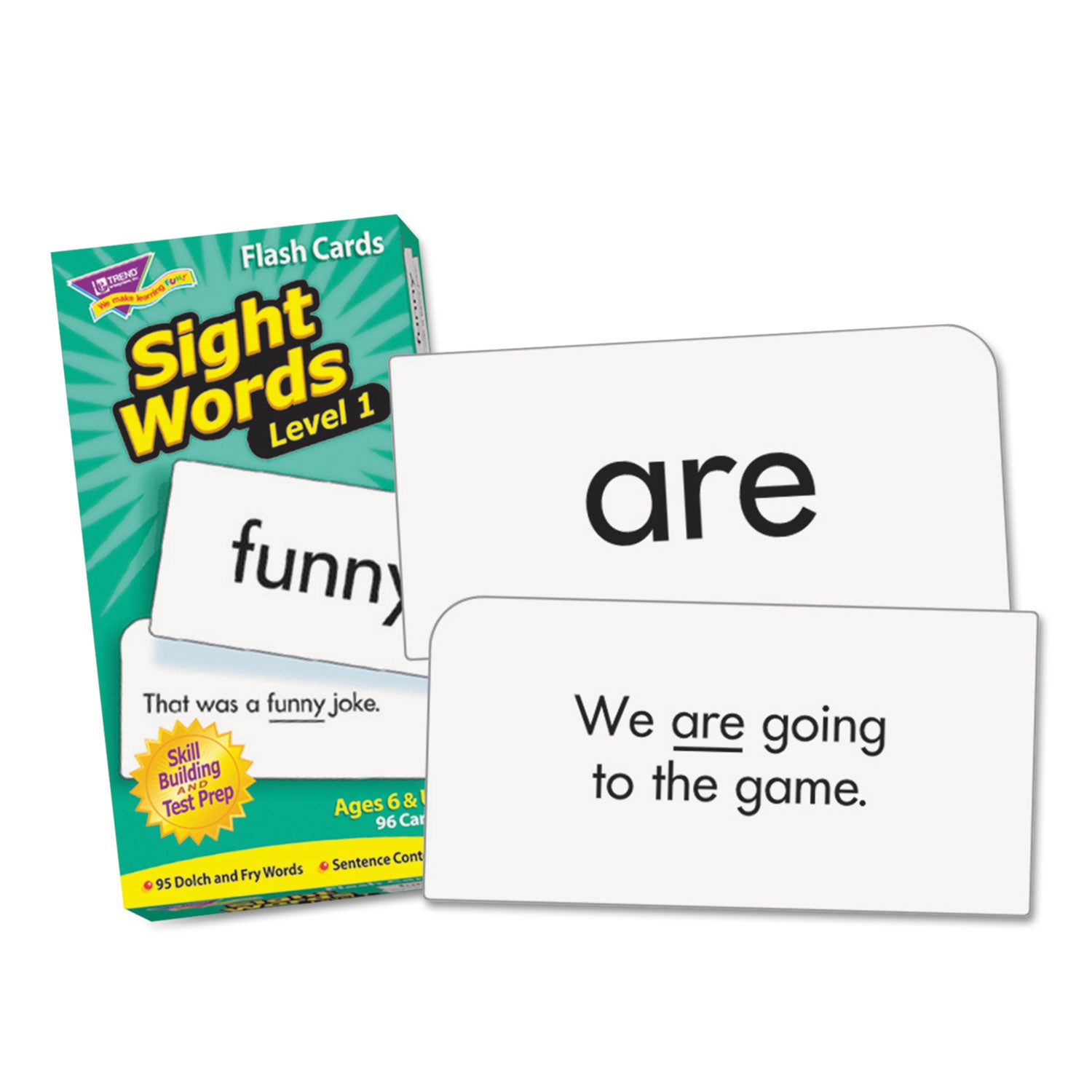 Skill Drill Flash Cards, Sight Words Set 1, 3 x 6, Black and White, 96/Set - 
