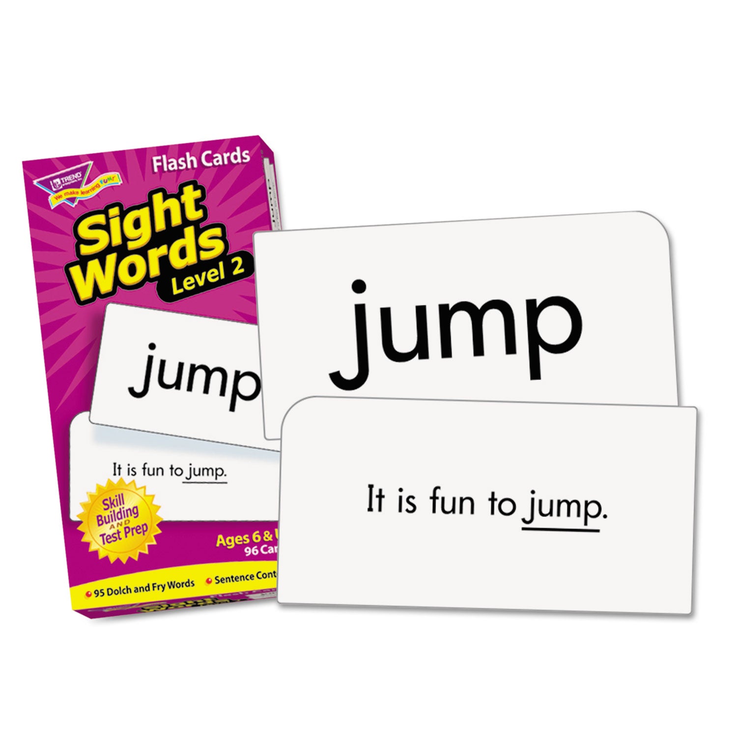 Skill Drill Flash Cards, Sight Words Set 2, 3 x 6, Black and White, 97/Set - 