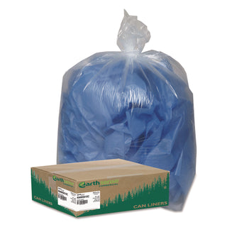 Linear Low Density Clear Recycled Can Liners, 60 gal, 1.5 mil, 38" x 58", Clear,10 Bags/Roll, 10 Rolls/Carton