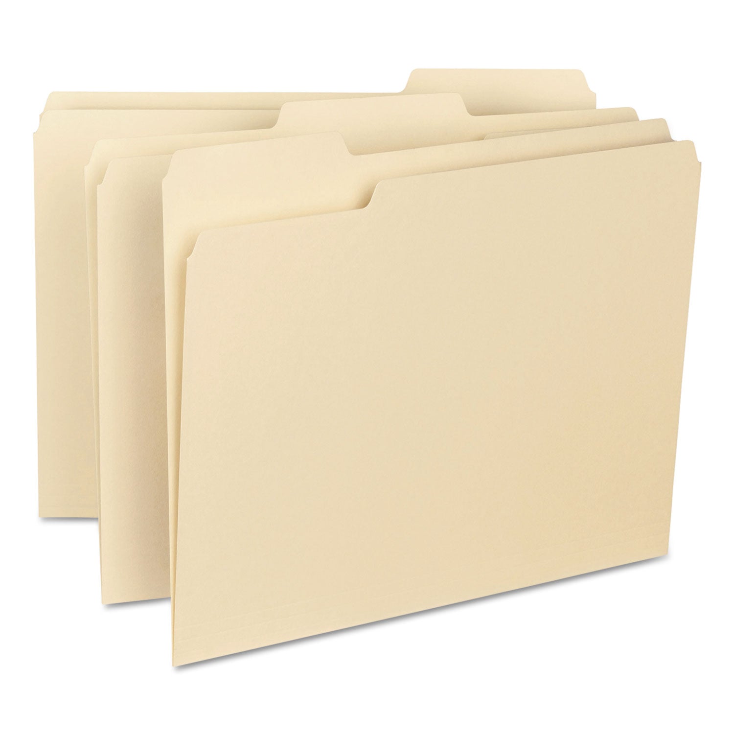 Interior File Folders, 1/3-Cut Tabs: Assorted, Letter Size, 0.75" Expansion, Manila, 100/Box - 