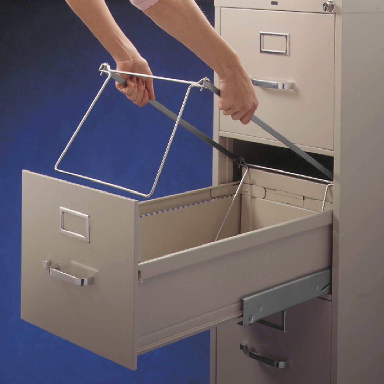 Steel Hanging Folder Drawer Frame, Legal Size, 23" to 27" Long, Gray, 2/Pack - 