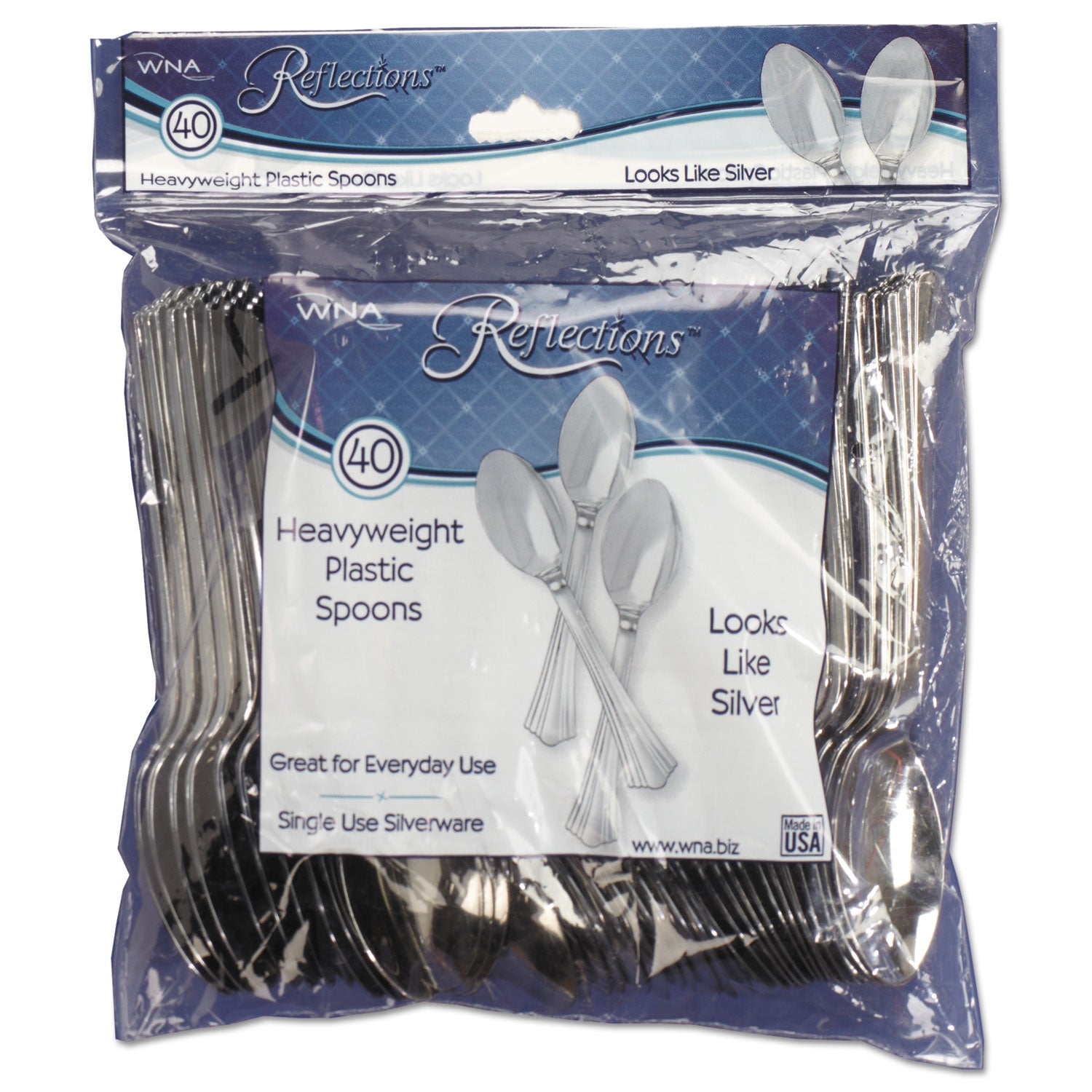 reflections-heavyweight-plastic-utensils-spoon-silver-625-40-pack-8-packs-carton_wnaref320sp - 1