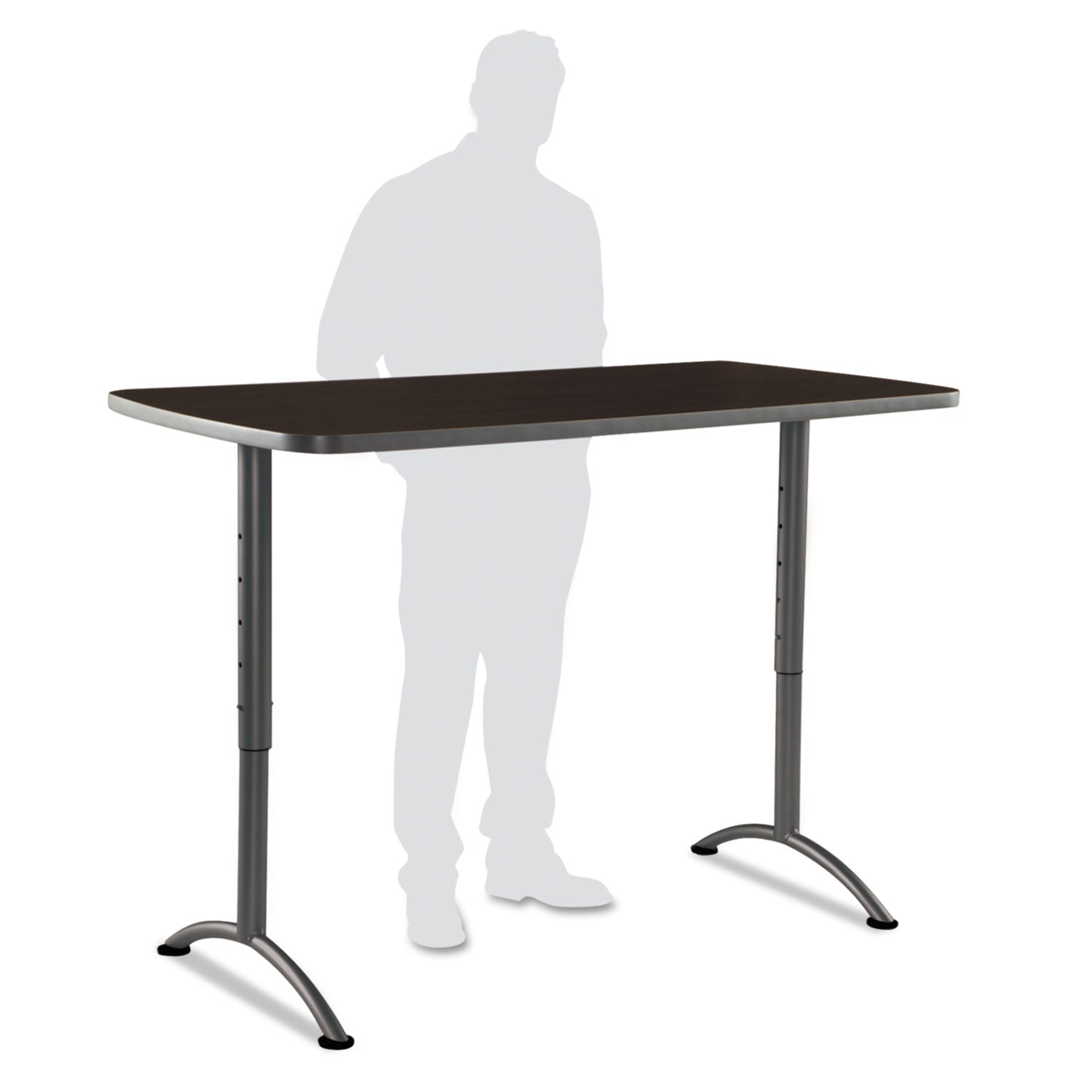 ARC Adjustable-Height Table, Rectangular, 30" x 60" x 30" to 42", Walnut/Gray - 
